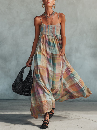 Multicolor Plaid Maxi Dress