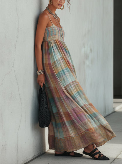 Multicolor Plaid Maxi Dress