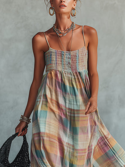 Multicolor Plaid Maxi Dress